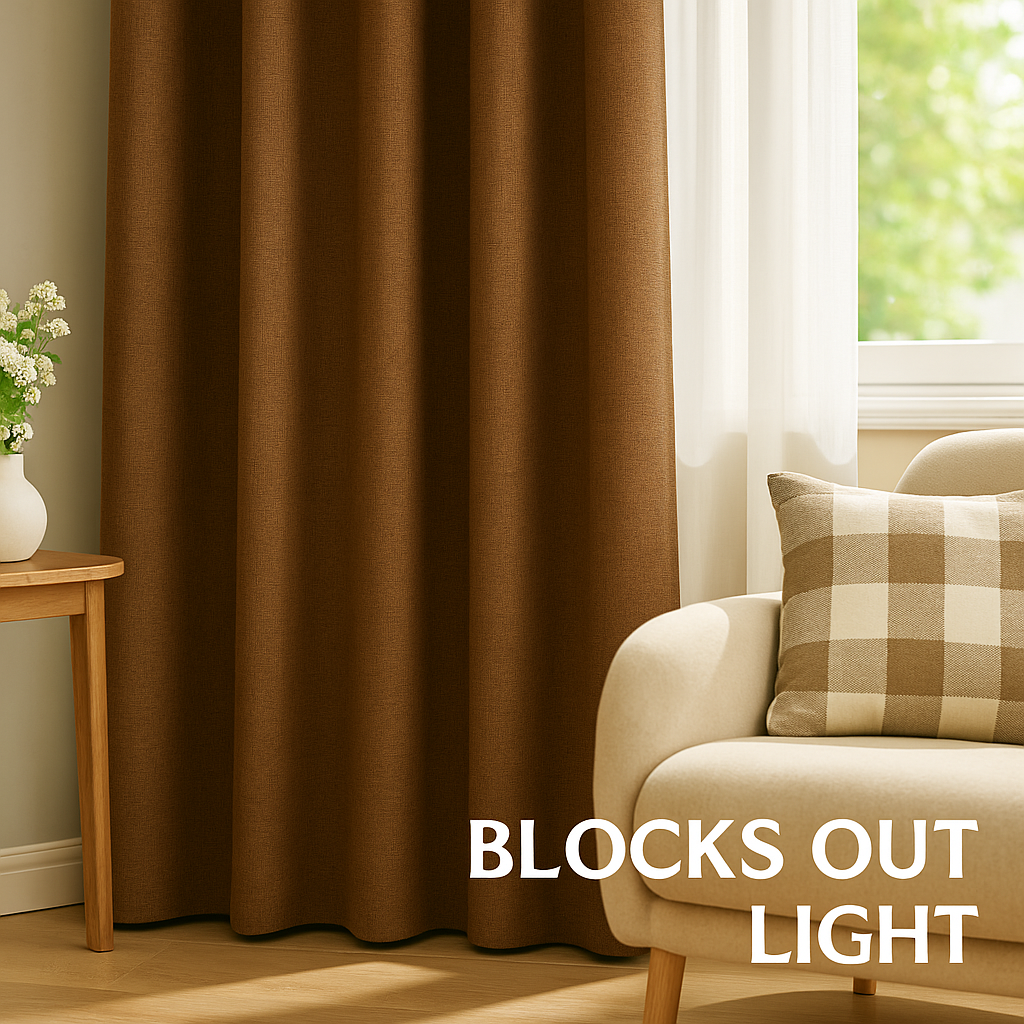 Walnut Mocha Cotton Drape – Soft Layered Curtain Panel