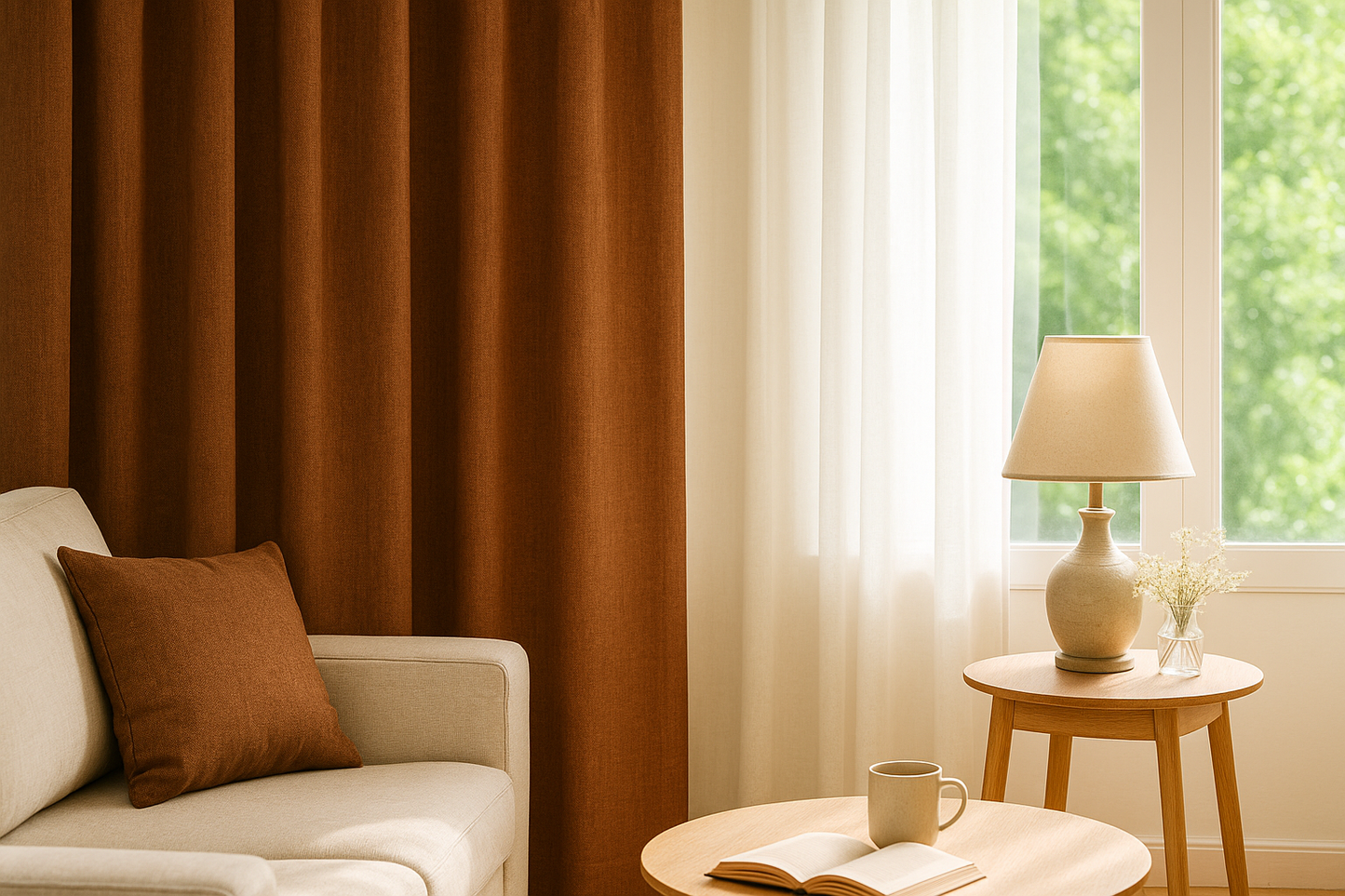 Walnut Mocha Cotton Drape – Soft Layered Curtain Panel