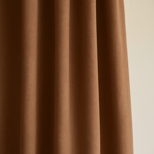 Walnut Mocha Cotton Drape – Soft Layered Curtain Panel